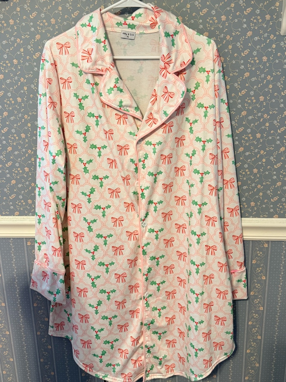 Women’s preppy Christmas  Button-Up Noghtgown Pajamas